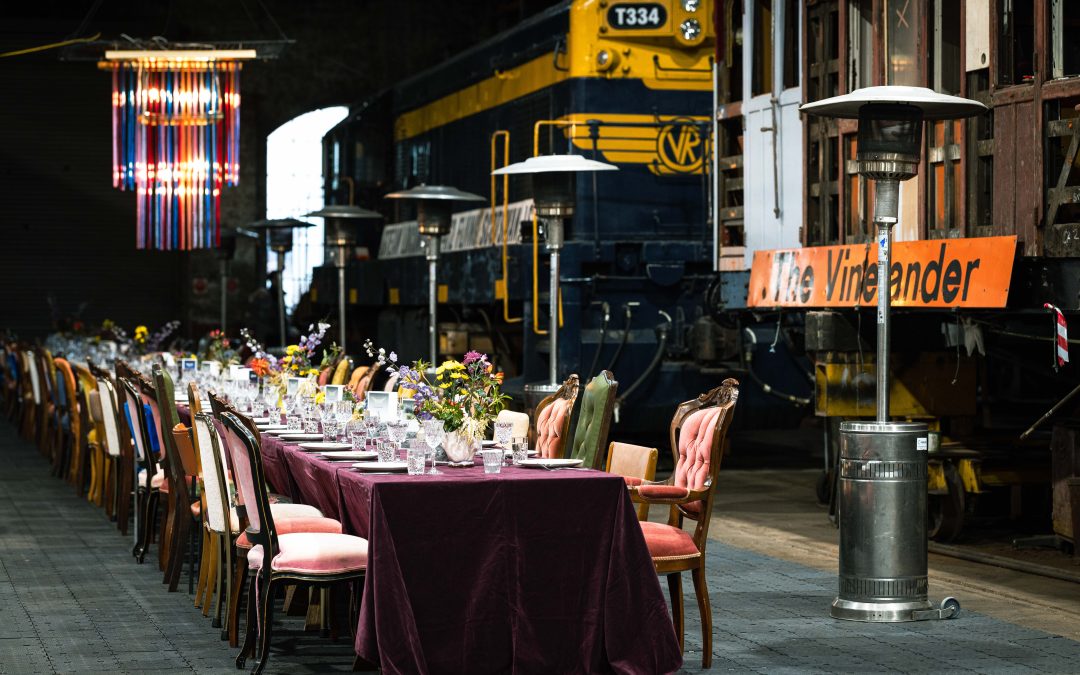 Industrial warehouse transformed into gala dinner